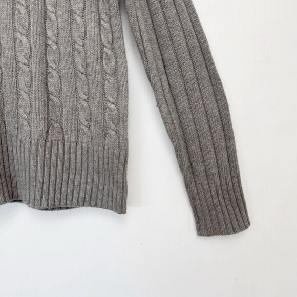 J Crew Angora & wool Cambridge Chunky Cable Knit Turtleneck Sweater Grey Large - Picture 2 of 9